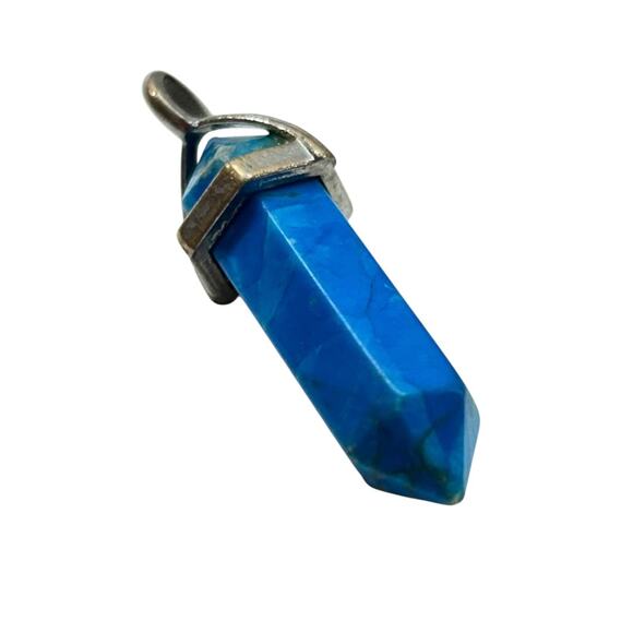Natural Gemstones Hexagonal Pointed Chakra Healing Pendant Blue Turquoise - Picture 1 of 7